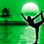 Yoga Training at sunset green